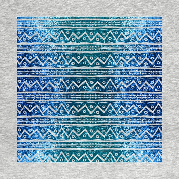 Glam Turquoise Glitter Tribal Print Pattern by tanyadraws